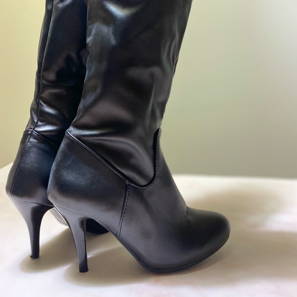 Black Knee High Stiletto Boots - Picture 6 of 10